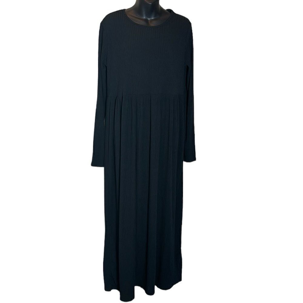 Long tall sally long sleeve maxi dress black ribbed us8 nwt‎ goth prairiecore